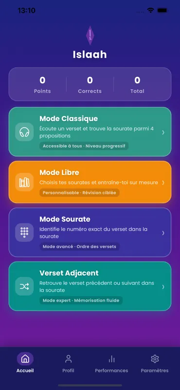 Accueil : les modes de jeu