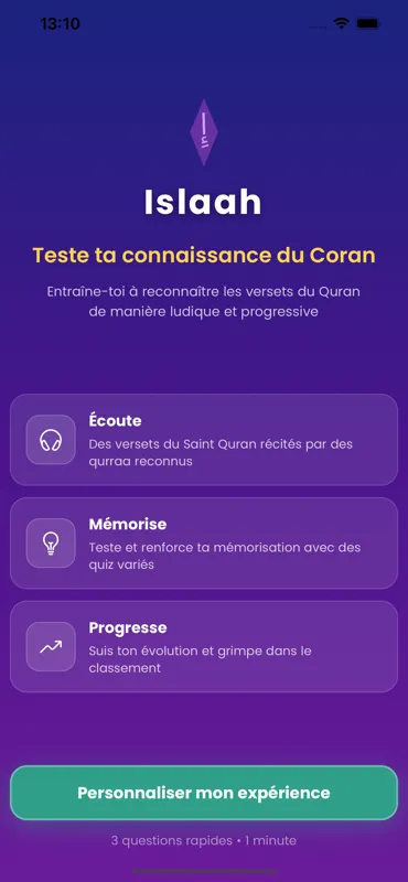 Écran de bienvenue